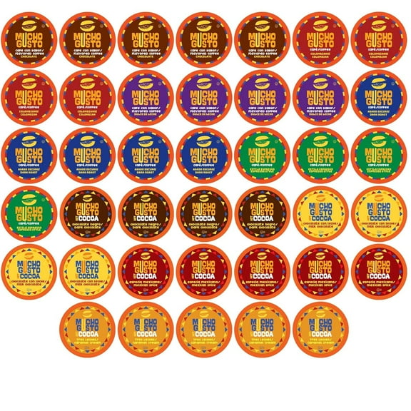 Mucho Gusto Assorted Coffee and Hot Cocoa Variety Pack Pods, Keurig 2.0,40 Count