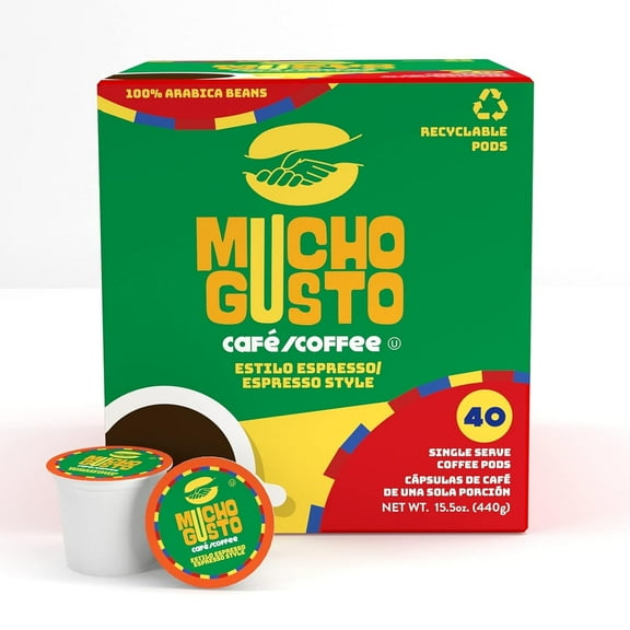 Mucho Gusto Espresso Coffee Pods, Made of 100% Ground Arabica Coffee Beans, 40-Pack