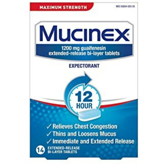 Mucinex 12 Hr Max Strength Chest Congestion Expectorant Tablets, 14ct (Pack of 6)