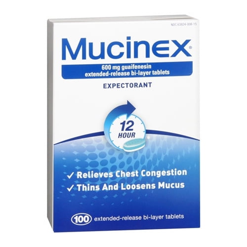 Mucinex 600 Mg Extended Release Bi-Layer Tablets - 100 Ea, 6 Pack ...