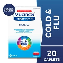 Mucinex All in One Fast Max, Cold and Flu Medicine, 20 Caplets