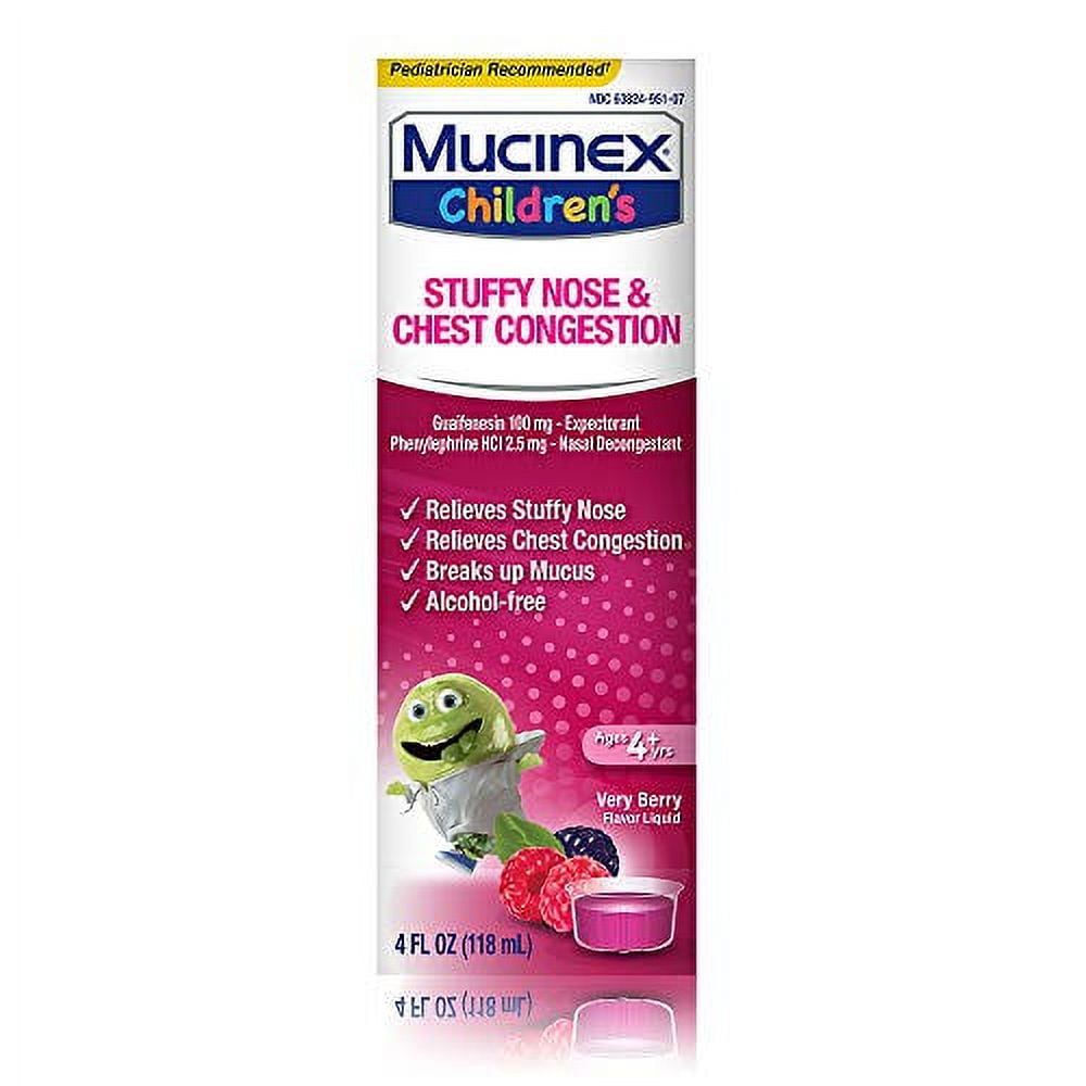 Mucinex Children's Liquid - Stuffy Nose & Cold Mixed Berry 4 oz. (Packaging May Vary)