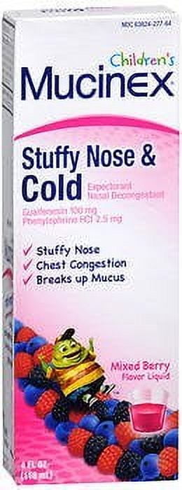 Mucinex Children's Stuffy Nose & Cold Liquid Mixed Berry Flavor - 4 oz, Pack of 4