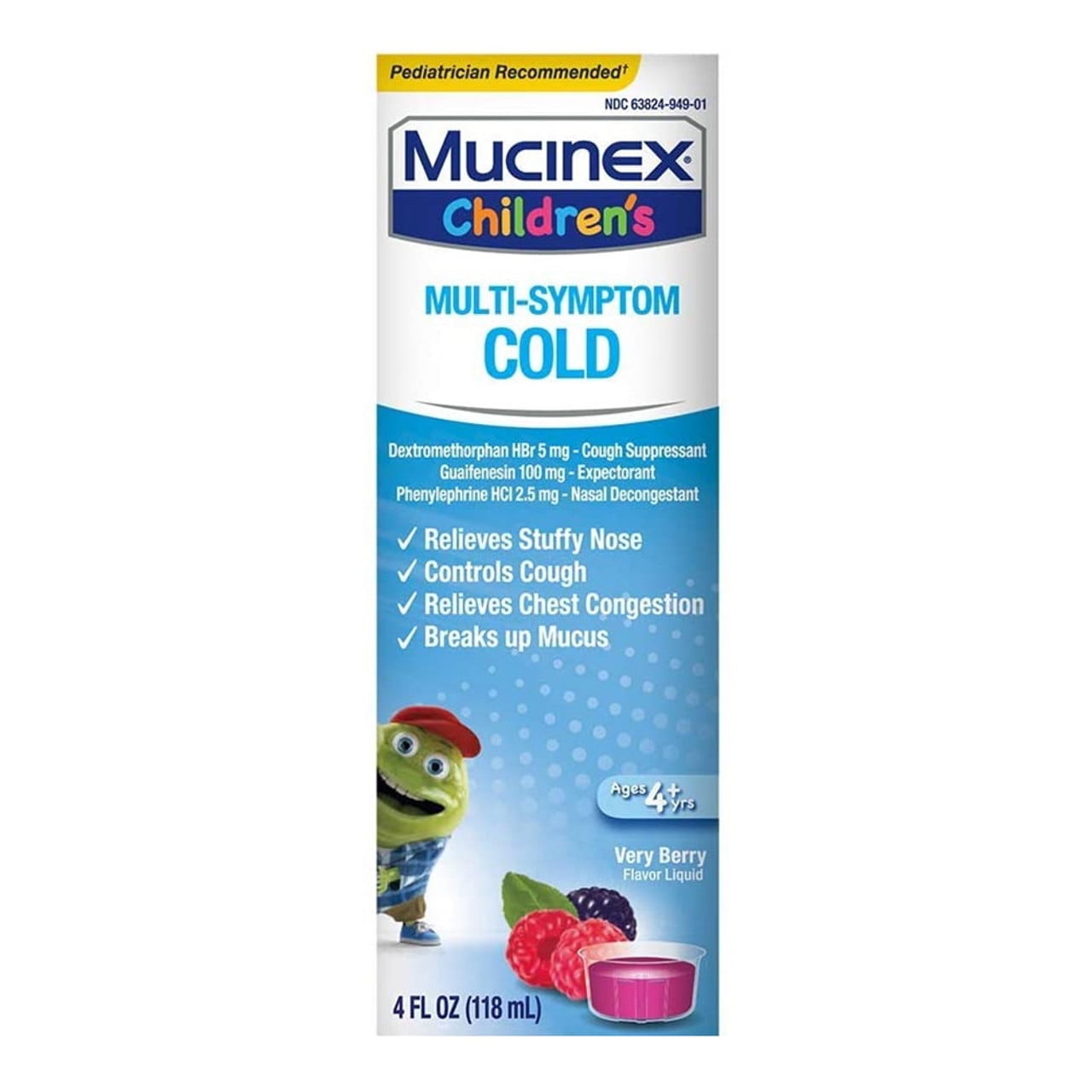 Mucinex Childrens Multi Symptom Cold Very Berry Flavor Liquid, 4 Oz..