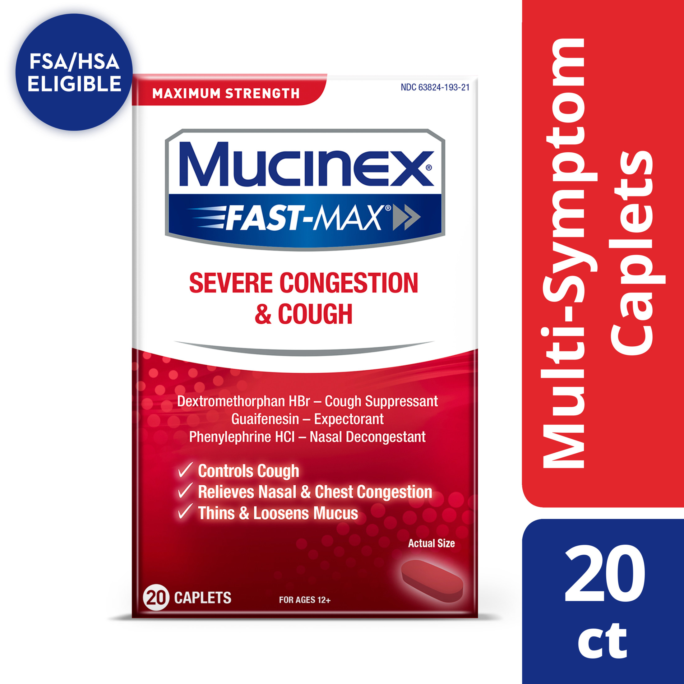 Mucinex Fast Max, Cold and Flu Medicine, 20 Caplets - image 1 of 10
