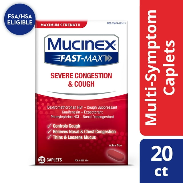 Mucinex Fast Max, Cold and Flu Medicine, 20 Caplets