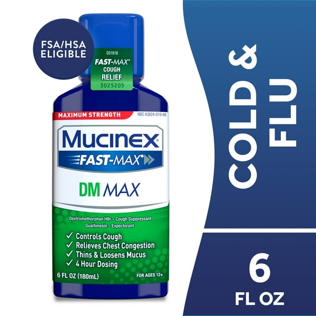 Mucinex Fast Max DM Max, Chest Congestion and Cough Liquid Medicine, 6