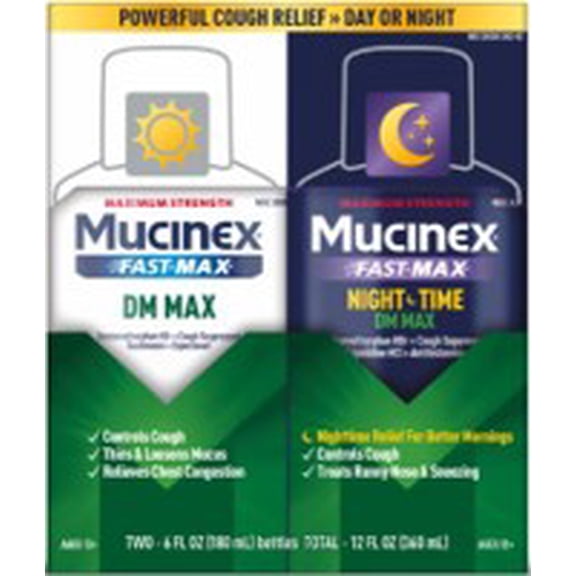 Mucinex Fast Max DM Max Day and Night Cough Liquid 2x6oz