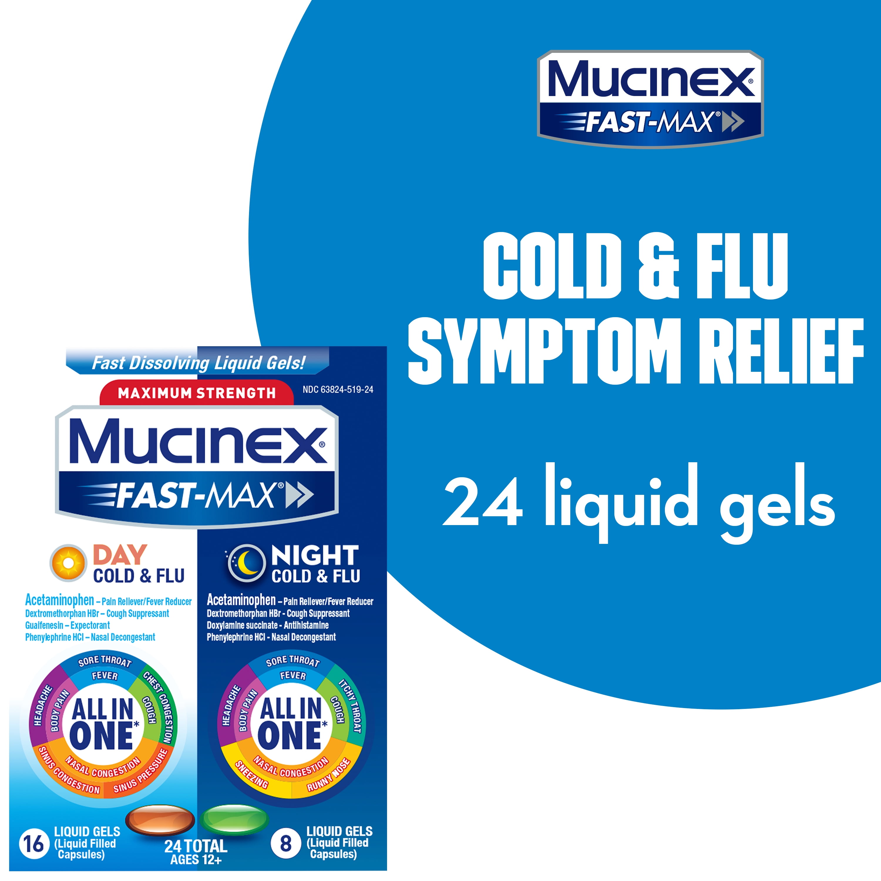 Mucinex FastMax Maximum Strength Cold & Flu Day and Night Medicine