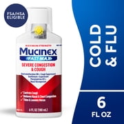 Mucinex Fast-Max Severe Congestion & Cough Medicine, OTC Sinus/Nasal Decongestant, Expectorant, 6 fl oz