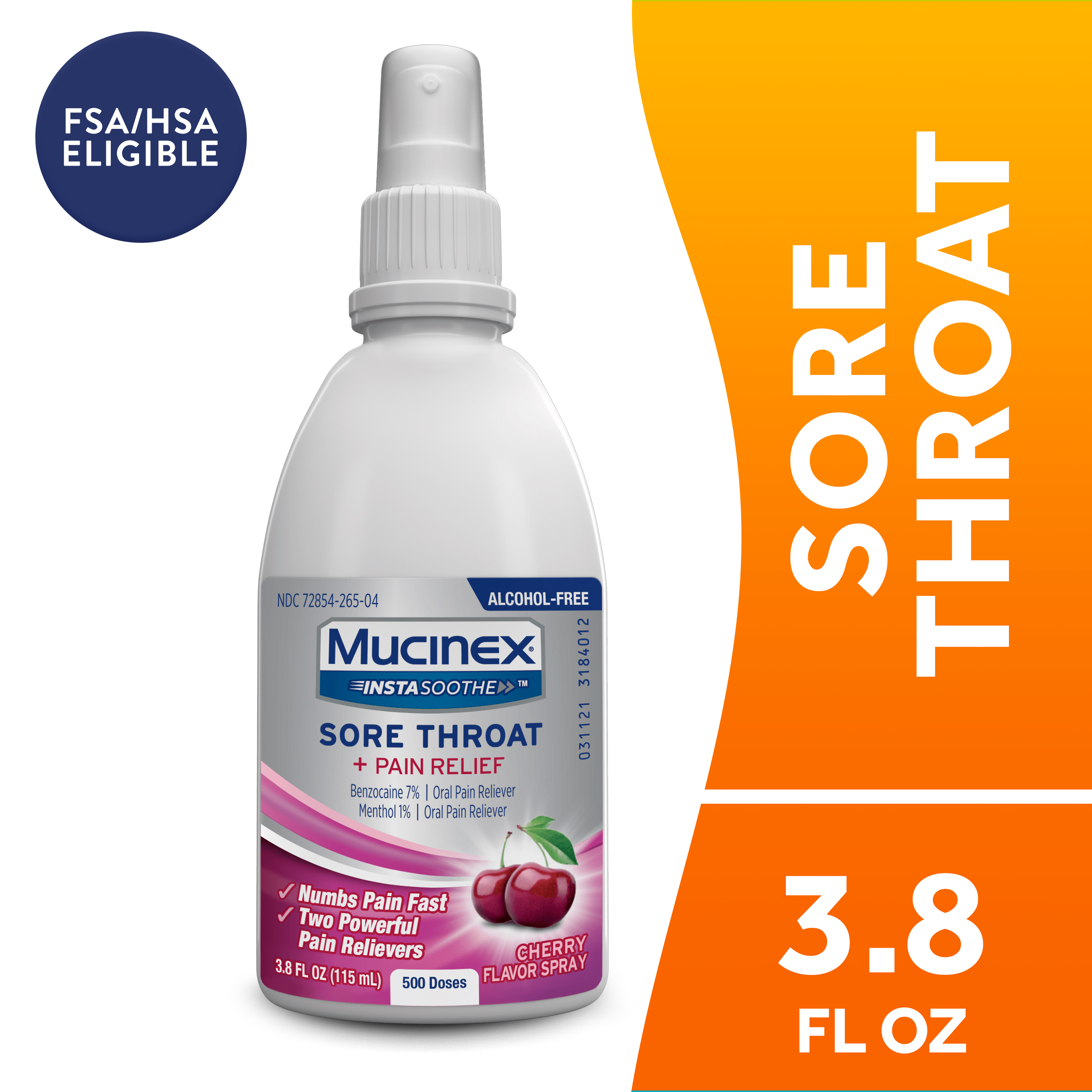 Mucinex® InstaSoothe Sore Throat + Pain Relief Sore Throat Spray. Powerful sore throat relief with soothing cherry flavor. - image 1 of 11