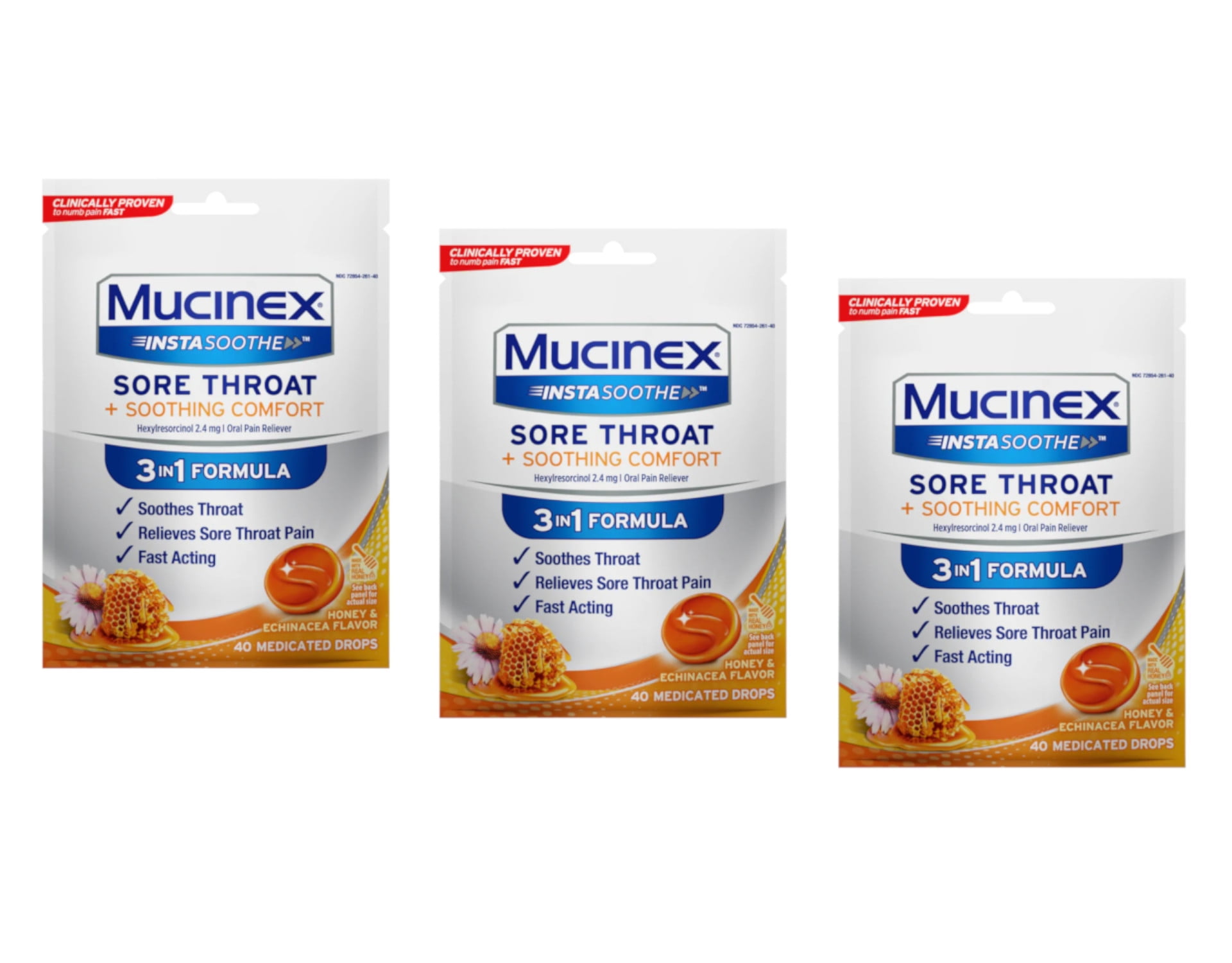 Mucinex InstaSoothe Sore Throat & Soothing Comfort Honey & Echinacea