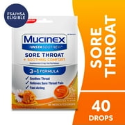 Mucinex Instasoothe Cough Drops, Sore Throat Lozenges, Honey & Echinacea, 40 Count