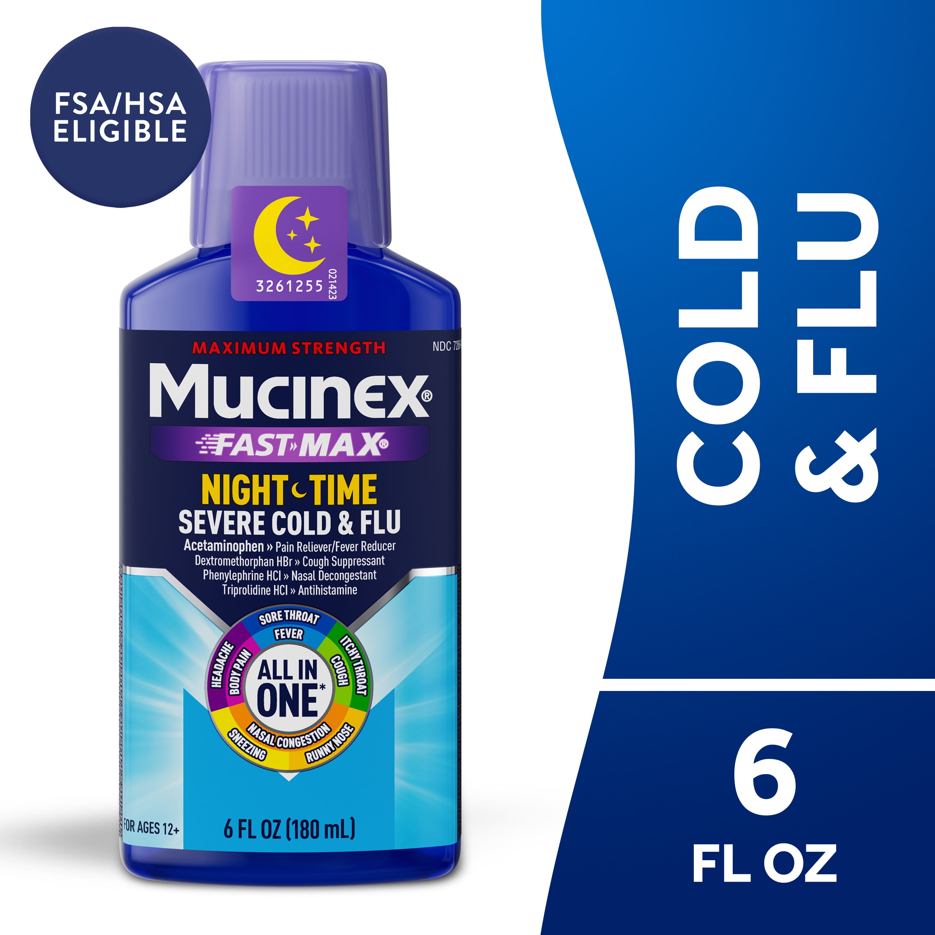 Mucinex Nightshift Severe Cold and Flu Liquid Medicine, Otc