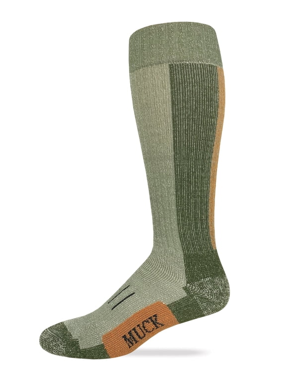 Muck Boot Mens Merino Wool Heavyweight Over The Calf Seamless Toe Boot Socks 1 Pair Pack