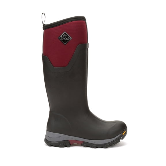 Muck Women's Arctic Ice AGAT Tall Rubber Boots Black/Windsor Wine 8B (Medium)