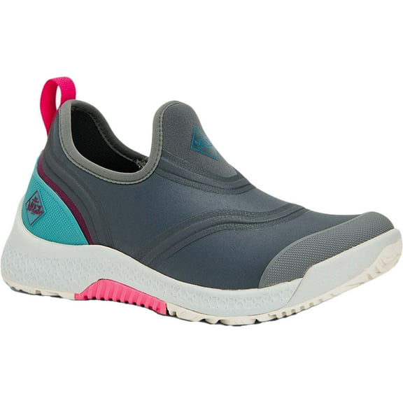 Muck Women's Outscape Slip On, Dark Gray / Teal / Pink
