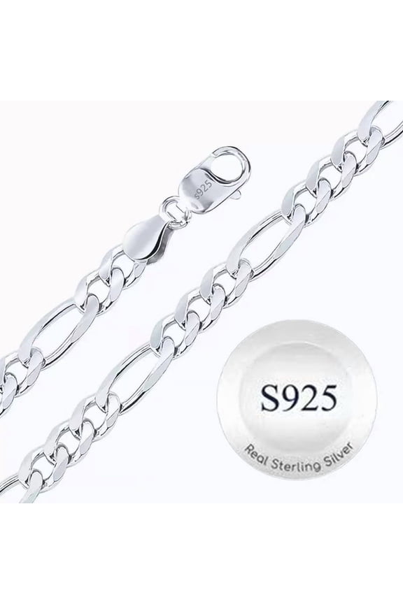 925 Sterling Silver Figaro Chain Necklace for Men & Women, 4mm/5mm Silver Jewelry Gift