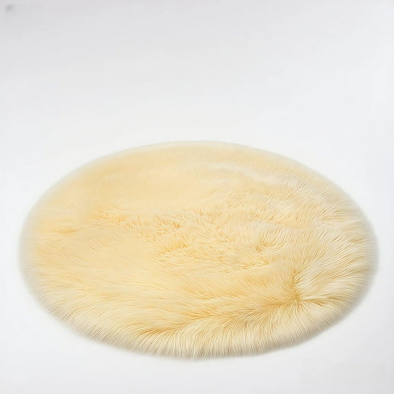 Mucky Cat Round Rug,Small Circle Faux Sheepskin Fur Rug Fluffy Boho Plush Rug Cute Furry Rugs for Bedroom Cushion Home Decor,Machine Washable,Beige,24".