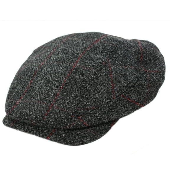 Mucros Irish Cap Wool Tweed Charcoal Herringbone Made in Ireland