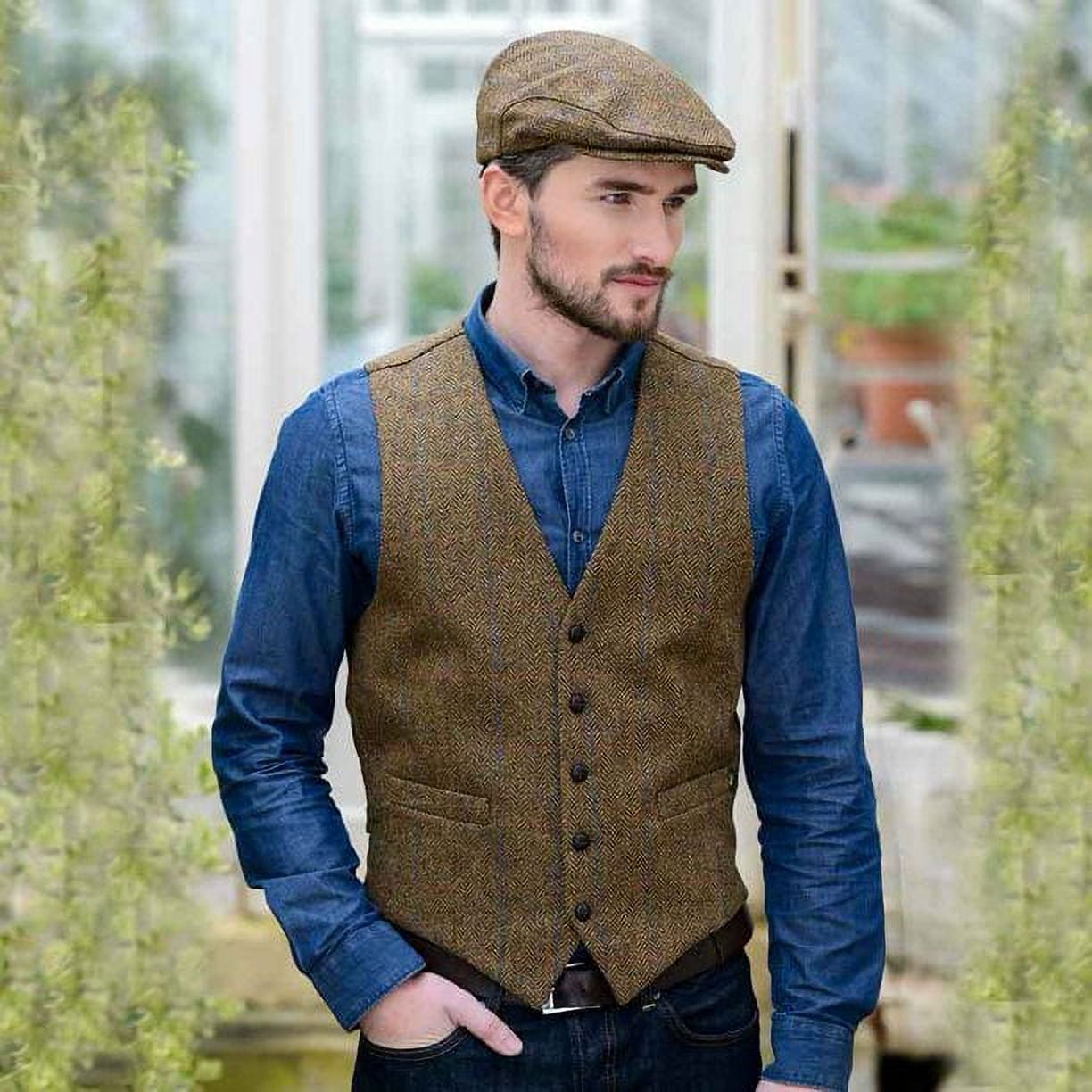Mucros Weavers Adult Irish Tweed Vest – Light Brown, XX-Large