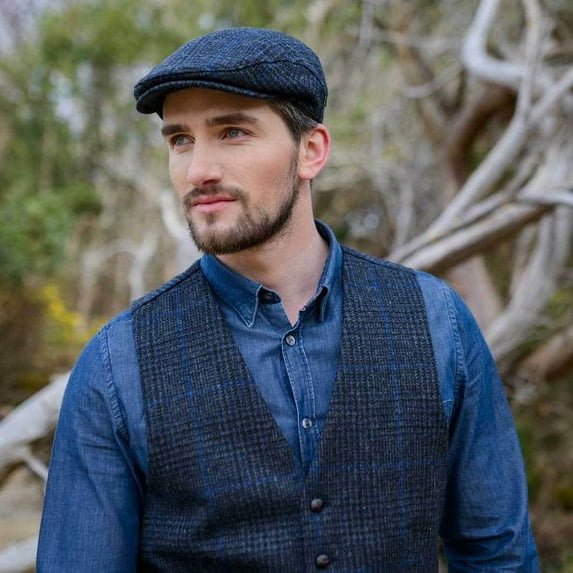 Mucros Weavers Adult Irish Tweed Vest – Thin Blue Line, XX-Large