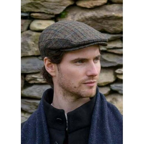 Mucros Weavers Adult Male Irish Wool Trinity Flat Cap- Donegal Green, X-Large