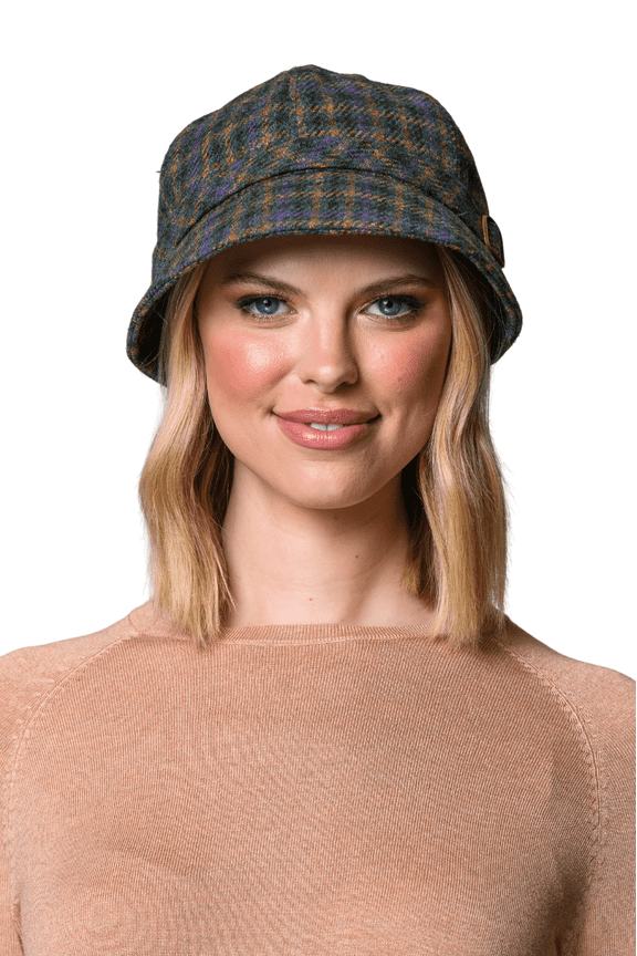 Irish Tweed Flapper for Women - Blue, Tan, Orange