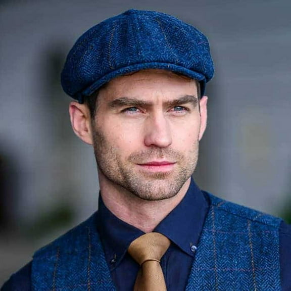 Mucros Weavers Men's Adult Irish Tweed Driving Cap, Blue, XX-Large