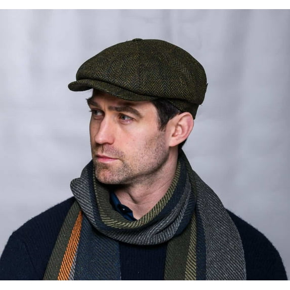 Mucros Weavers Men's Adult Irish Tweed Driving Cap, Green, Small