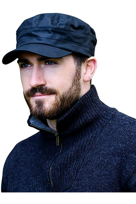 Men's Fisherman Cap 100% Waxed Cotton Skipper Hat Made in Ireland