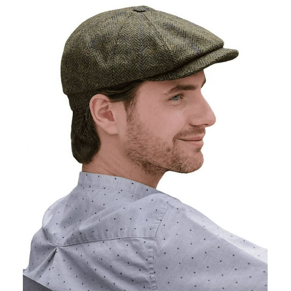 Mucros Weavers Men's Newsboy Cap 100% Wool Tweed Irish 8-Piece Driving Cap Made in Ireland