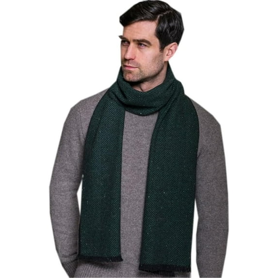 Mucros Weavers Men’s Tweed Scarf - Soft Donegal (Dark Green)