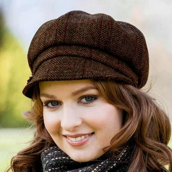 Mucros Weavers Women's Adult Wool Newsboy Cap, Brown, One Size