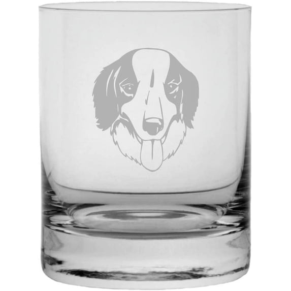 Mucuchies Dog Themed Etched 11oz Crystal Rocks Whisky Glass