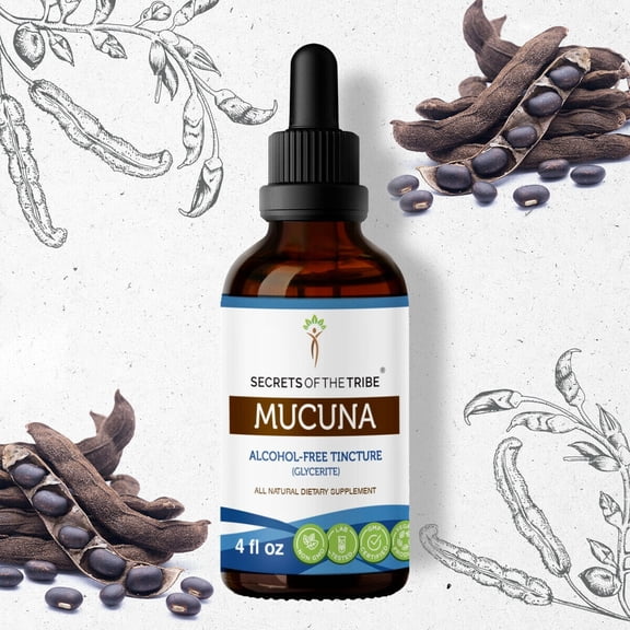 Secrets Of The Tribe Mucuna Tincture Dietary Supplement, Natural Herbal Extract for Nervous System Support, Mucuna (Mucuna pruriens) Dried Seed, Alcohol-Free Extract, Drops 4 oz