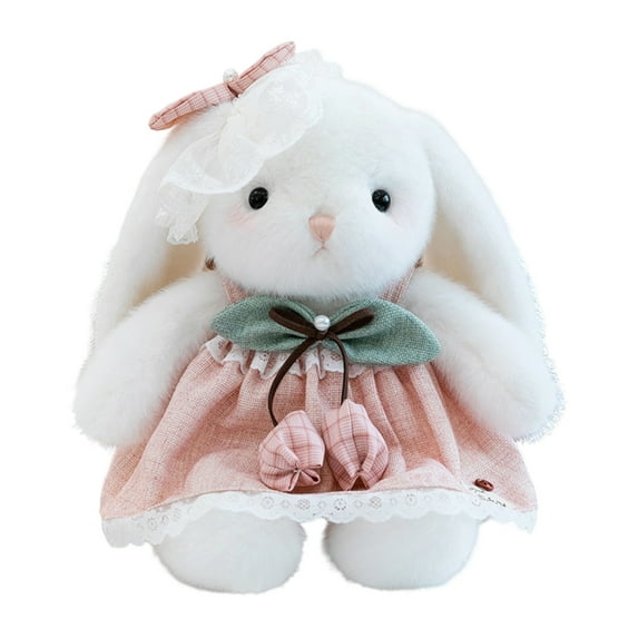 Mud Bubble Flower Dress Plush Doll Skirt Rabbit Plush Toy Soft Stuffed Bunny Doll Adorable Dressed Rabbit Plushie with Floral Skirt Cute Cuddly Huggable Toy for Gift