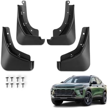 For 2024 Chevrolet Trax Black Mud Flaps Splash Guards - TPE Fender Protector Set (Front & Rear) By Alltimesunited