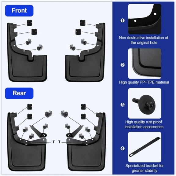 Mud Flaps for Ford F150 2025 2024 2023 2022 2021 Mud Flaps for Trucks Pickup Splash Guards Fenders for Ford F150 mud Flaps no Drill Mud Gards Mudflaps