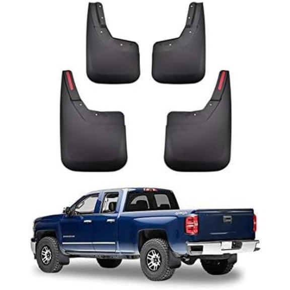 Mud Flaps Splash Guards Compatible with Silverado 1500 2014-2018 /Silverado 2500 3500 2015-2019 Front and Rear Mud Flaps No Drill 4PCS