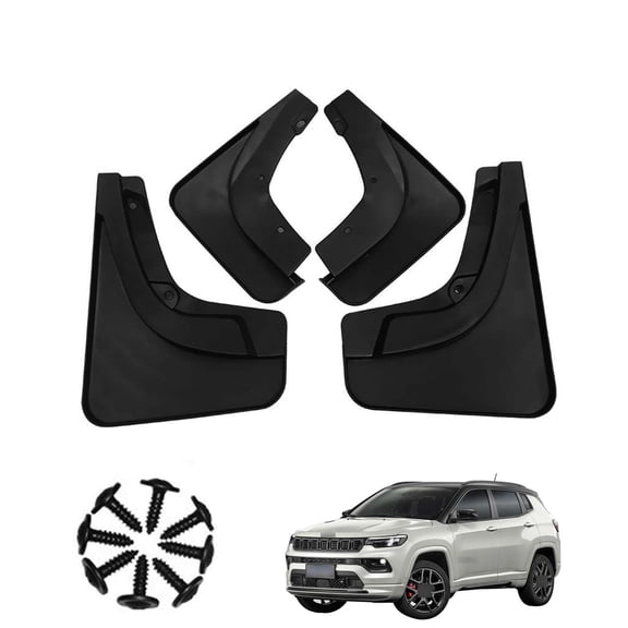 Mud Flaps Splash Guards Fit For Jeep Compass1.3T/1.4T/2.0L 2017-2020, Car Fenders, Front And Rear 4 Pieces Car Mudguards Wheel & Tire Mud Flaps-Black