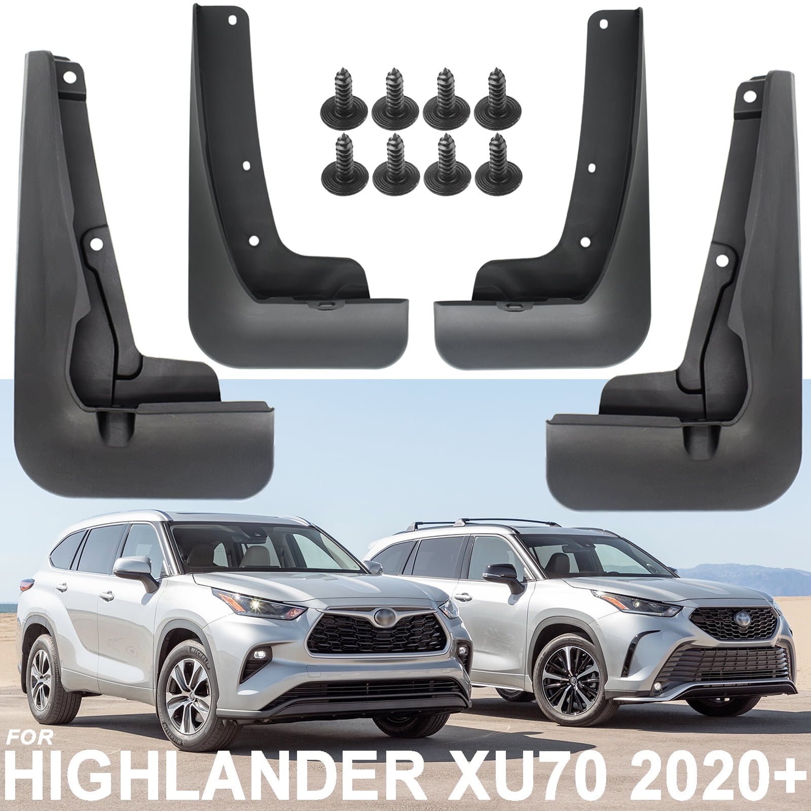 Mud Flaps Splash Guards for Toyota Highlander 2020 2021 Front Rear