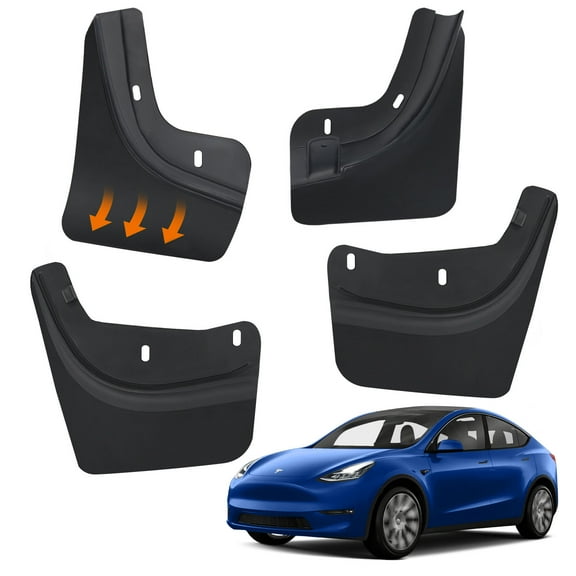 Mud Flaps for Tesla Model Y 2024 2023 2022 2021, Flexible Mud Guards No Drilling/Tape Splash Guards Fenders Accessories for Tesla Model Y 2023 2024, Set of 4 Mudguards Mudflaps for Tesla