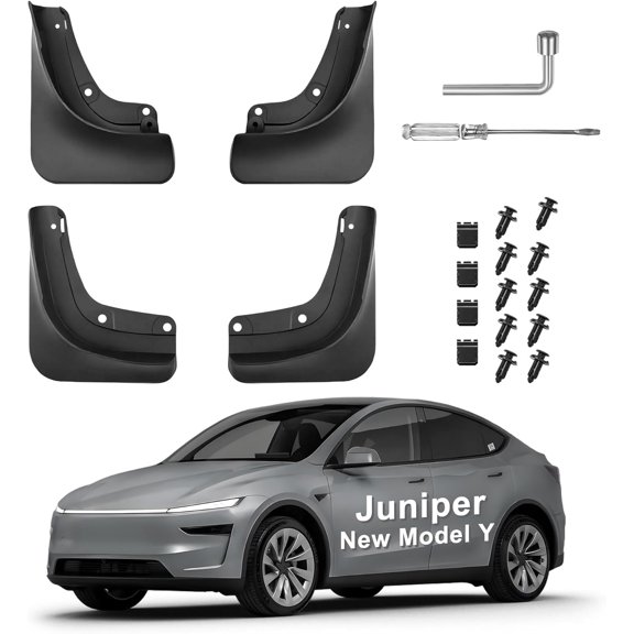 Mud Flaps for Tesla Model Y Juniper (2025)  No Drilling Required, All-Weather Splash Guards to Protect Paint & Body Latest 2025 Upgrade Version (Large)