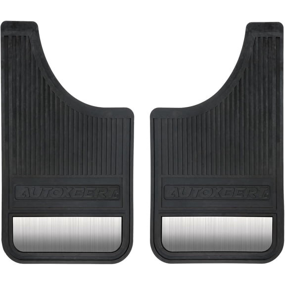Mud Flaps for Trucks Heavy Duty Universal Rbubber Mud Flaps Car Dirty Fender All Weather Mudguards Front Rear Splash Guards with Stainless Steel Plates, 2pcs- Black