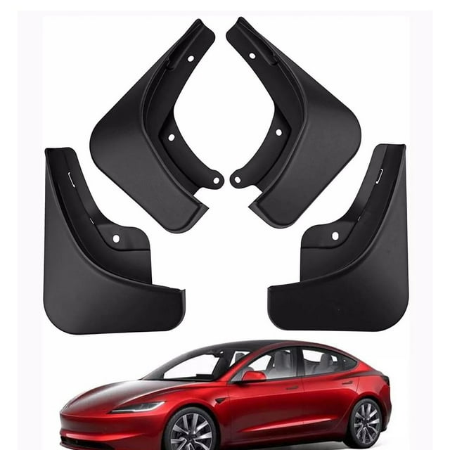 TWRAPS Slim Mud Flaps For Tesla Cybertruck – Set Of 4, No-Drill Installation, ABS Plastic, 2024-2026