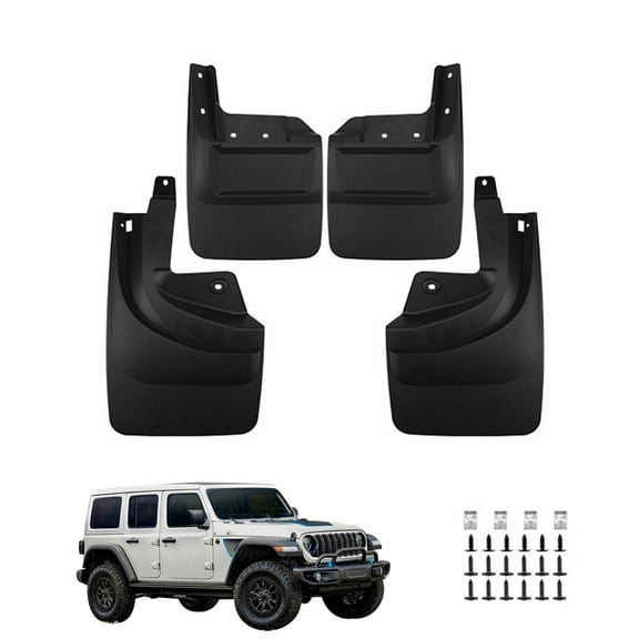 Mud Guards For Cars Fit For Jeep Wrangler Rubicon 2023-2025, Car Fenders, Front And Rear 4 Pieces Car Mudguards Wheel Dirt Flaps,Mud Flaps Splash Guards-Black