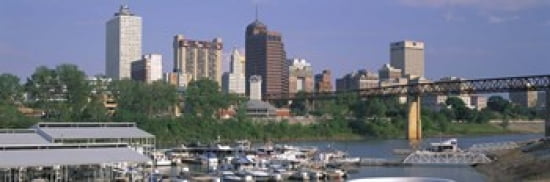 Mud Island Marina Skyline Memphis TN Canvas Art - Panoramic Images (36 x 12)