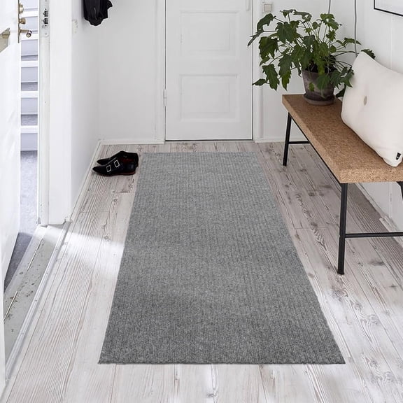 Mud Mat 2'7" x 3' Entryway Rug - Non-Slip Scraper Doormat for Muddy Paws, Dirt Trapping Indoor/Outdoor Mat for High-Traffic Areas, Kitchen, Garage, Patio, Gray
