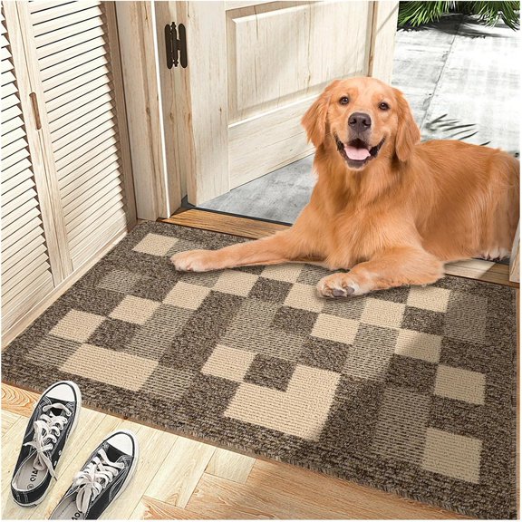 Mud Mats for Dogs Dirt Trapper Dog Mat for Muddy Paws Non-Slip Mud Mats for Indoor Washable Microfiber Dog Rugs for Entryway Clean Dogs Feet Inside Door Mat for Home Entrance 32"x48" Brown
